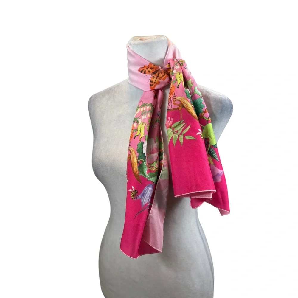 Vintage E. Goltz Rush‎ Floral Butterfly Scarf in Excellent Condition
